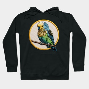 Colorful Budgie Embroidered Patch Hoodie